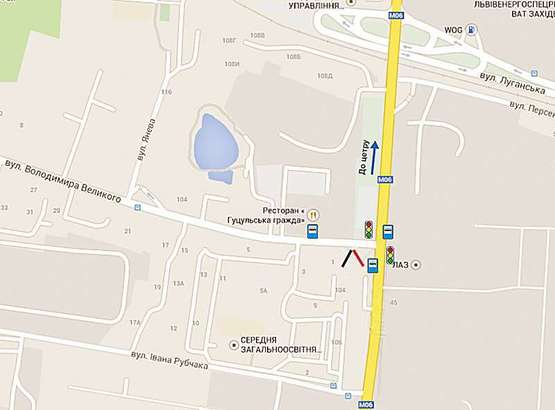 Схема рекламної площини за адресою Стрийська - вул. Володимира Великого (з центру по Стрийській)