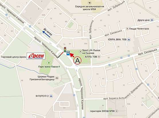 Схема рекламної площини за адресою пр.Червоної Калини (к-тр "Довженко", до центру, ТЦ Арсен) Схема рекламної площини за адресою пр.Червоної Калини (к-тр "Довженко", до центру, ТЦ Арсен)