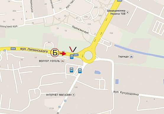 Схема рекламної площини за адресою Липинского- Б. Хмельницкого (з центра до авторинку, Б)