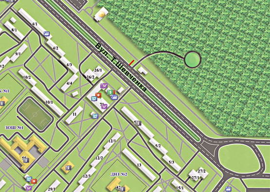 Схема рекламної площини за адресою вул. Т.Шевченка  ст.А