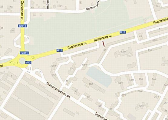 Схема рекламной плоскости по адресу Львівське шосе,55(до ринку) Схема рекламной плоскости по адресу Львівське шосе,55(до ринку)