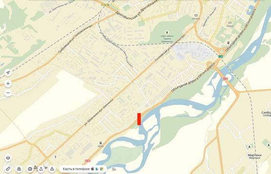 Схема рекламної площини за адресою Стрий-Дуліби, об'зна дорога, на Ужгород
в зоні залізничного переїзду, м. 0