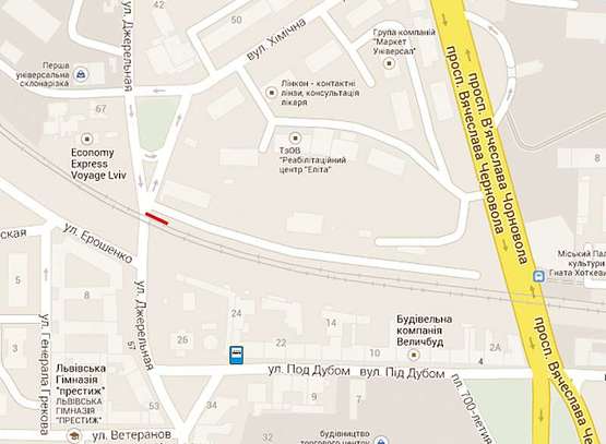 Схема рекламної площини за адресою Джерельна (міст, до "Краківського ринку") лівий