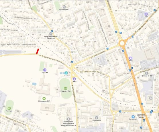 Схема рекламної площини за адресою Єрошенко, 9 (від ТЦ ФОРУМ) Схема рекламної площини за адресою Єрошенко, 9 (від ТЦ ФОРУМ)