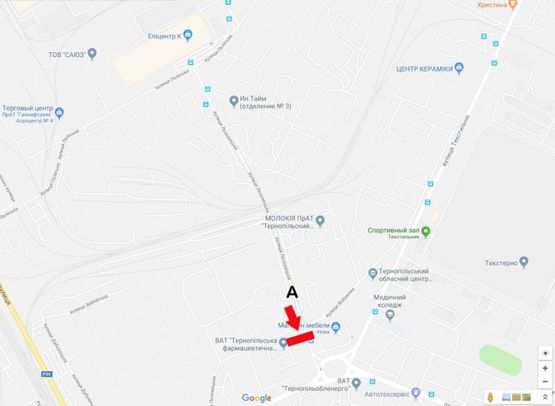 Схема рекламной плоскости по адресу Збаражська- Лозовецька- Фабрична    (завод Молокія) верхній