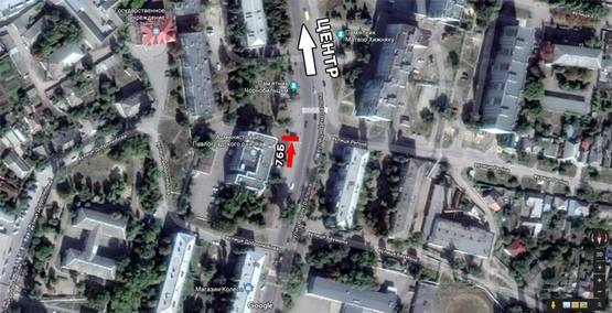 Схема рекламної площини за адресою ул. Центральная, 98 - ул. Репина, райгосадминистрация