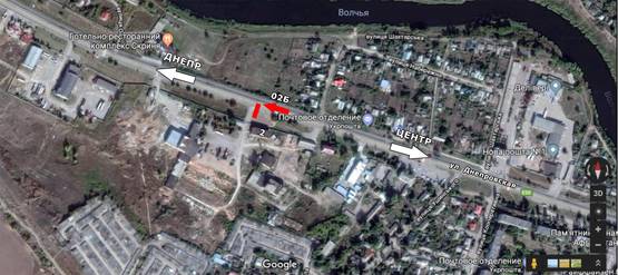 Схема рекламной плоскости по адресу ул. Днепровская, 2, выезд на Днепр