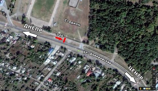 Схема рекламної площини за адресою ул. Днепровская, Стадион, в центр