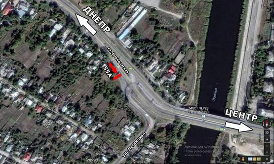 Схема рекламної площини за адресою ул. Днепровская, перед поворотом на Луганскую