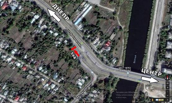 Схема рекламної площини за адресою ул. Луганская - ул. Днепровская