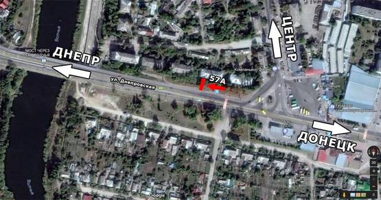 Схема рекламної площини за адресою ул. Днепровская, 113, остановка на ПШС, район р.Волчья