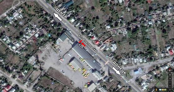 Схема рекламної площини за адресою ул. Днепровская, 172, металлобаза, в центр