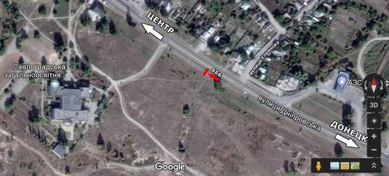 Схема рекламної площини за адресою ул. Днепровская, 395, в центр