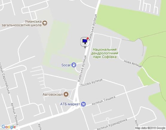 Схема рекламной плоскости по адресу вул.Київська, 25м, навпроти готеля Софіївский, кінець парковки, сторона А