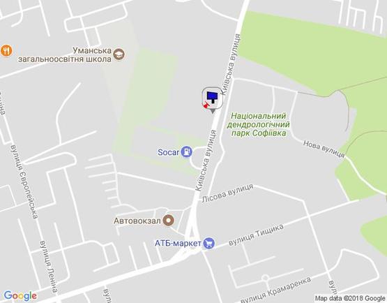 Схема рекламной плоскости по адресу вул.Київська, 25м, навпроти готеля Софіївский, кінець парковки, сторона Б