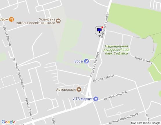 Схема рекламной плоскости по адресу вул.Київська, 25г, початок парковки, навпроти готеля Софіївский, за поворотом на вул.Нова, сторона А