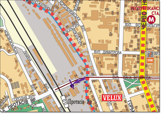 Схема рекламної площини за адресою ул.Федорова/ул.Боженко направление Протасов Яр (магазин)