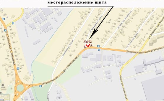 Схема рекламной плоскости по адресу Днепропетровское шоссе,17-пер.Громовой Схема рекламной плоскости по адресу Днепропетровское шоссе,17-пер.Громовой