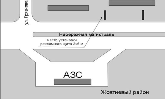 Схема рекламної площини за адресою Набережная-Грязнова Схема рекламної площини за адресою Набережная-Грязнова