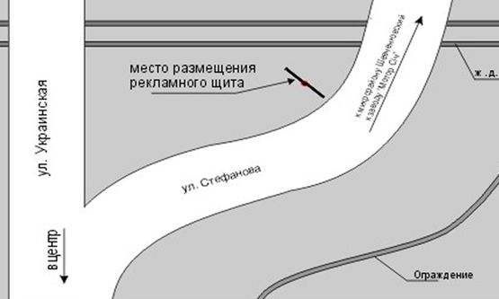 Схема рекламної площини за адресою Стефанова-автомобильный переезд (Левый)