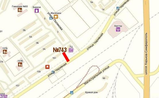 Схема рекламної площини за адресою Чаривная 163-Полякова