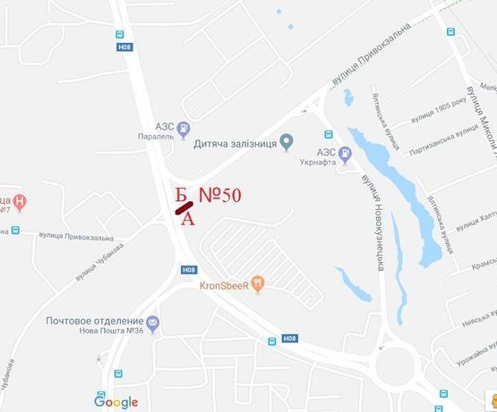 Схема рекламної площини за адресою Набережная - Привокзальная