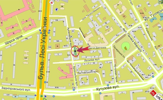 Схема рекламной плоскости по адресу Немировича-Данченко (В) - на ул.Л.Украинки Схема рекламной плоскости по адресу Немировича-Данченко (В) - на ул.Л.Украинки