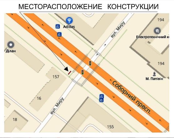 Схема рекламной плоскости по адресу пр-т Соборный-ул.Мира