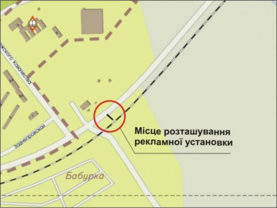 Схема рекламної площини за адресою Заднепровская, ЖД переезд, остановка электрички Схема рекламної площини за адресою Заднепровская, ЖД переезд, остановка электрички