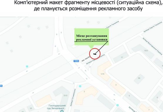 Схема рекламной плоскости по адресу вул.Тюленіна, перехрестя вулПеремоги, уздовж залізничної колії на 172км+700