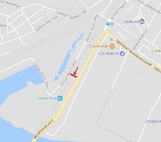 Схема рекламной плоскости по адресу Мануйловский пр-т, въезд на Амурский мост, в центр