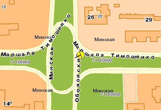 Схема рекламної площини за адресою Тимошенко Маршала ул., возле пр-та Оболонского, к ст.м."Героев Днепра"