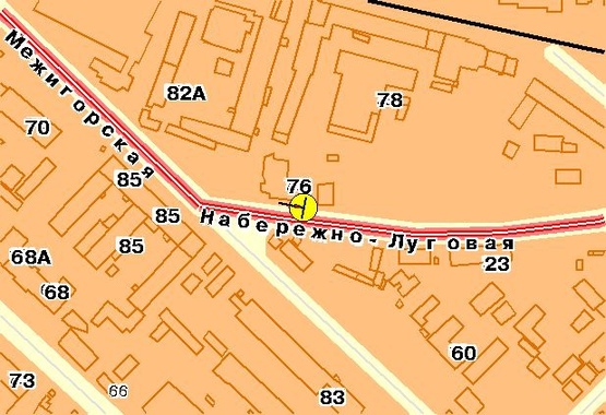 Схема рекламной плоскости по адресу Набережно-Луговая ул. 76, до пересечения с ул.Межигорской, в центр Схема рекламной плоскости по адресу Набережно-Луговая ул. 76, до пересечения с ул.Межигорской, в центр
