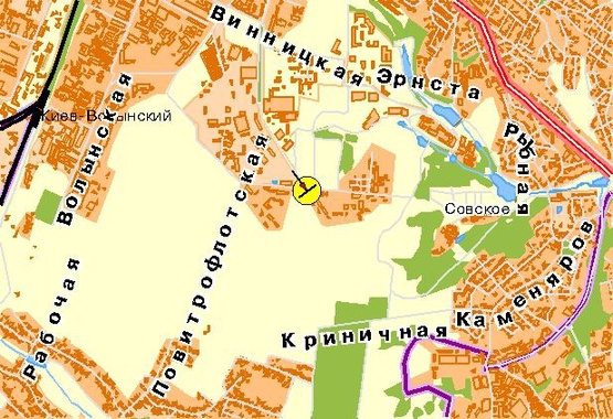 Схема рекламной плоскости по адресу Народного Ополчения ул., на светофоре, из аэропорта "Жуляны"