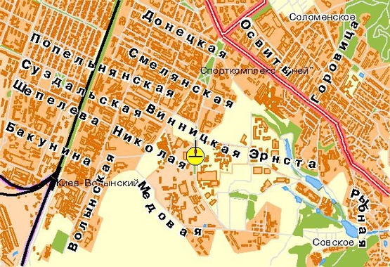 Схема рекламной плоскости по адресу Народного Ополчения ул. 5, от Севастопольской пл., к Жулянам, на разделителе