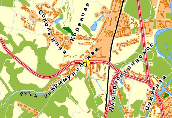 Схема рекламної площини за адресою Кольцевая дорога, возле ул.Краснознаменная, за АЗС "Атрио", от Одесской пл.