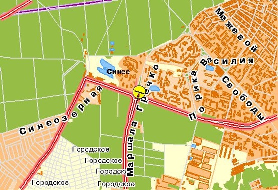 Схема рекламної площини за адресою Радянской Украины пр-т 2, к ул.Маршала Гречко