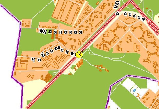 Схема рекламной плоскости по адресу Глушкова Академика пр-т 40, от Одесской пл., из центра