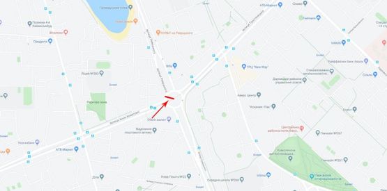 Схема рекламної площини за адресою Ревуцкого ул., возле ул.Ахматовой, на клумбе, в сторону Харьковского шоссе