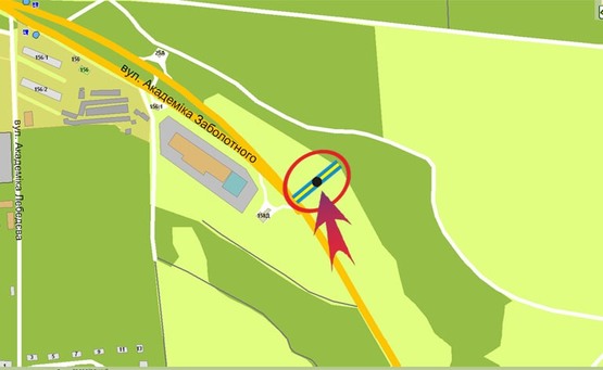 Схема рекламної площини за адресою ул.Заболотного/Феофания (А) направление на Одесскую пл Схема рекламної площини за адресою ул.Заболотного/Феофания (А) направление на Одесскую пл