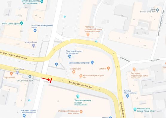 Схема рекламной плоскости по адресу Бессарабская площадь возле дома. 1/3 №1