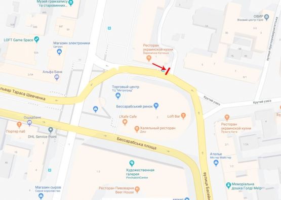 Схема рекламной плоскости по адресу Бессарабская площадь, 1