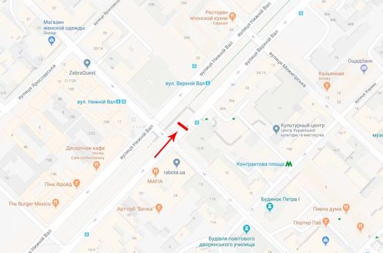 Схема рекламной плоскости по адресу Верхний Вал. 12/28