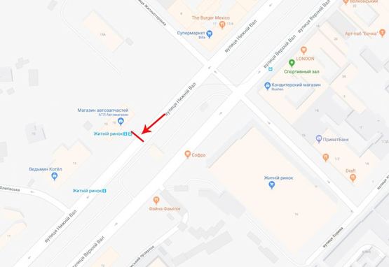 Схема рекламної площини за адресою Нижний Вал, 15