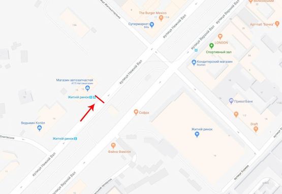 Схема рекламной плоскости по адресу Нижний Вал, 15