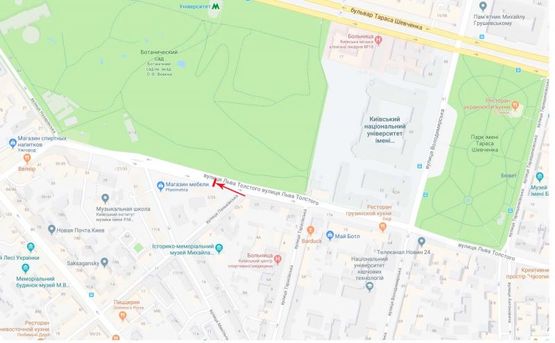 Схема рекламной плоскости по адресу Толстого Льва ул. 25 на распределительной полосе