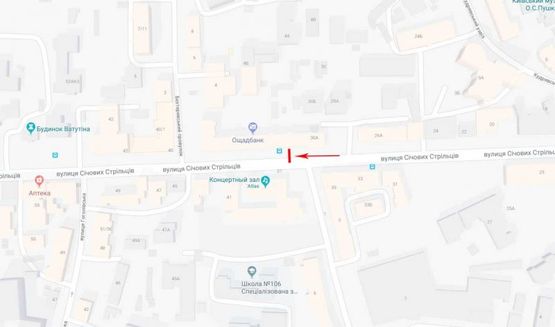 Схема рекламної площини за адресою Сечевых Стрельцов (Артема) ул. 32-38