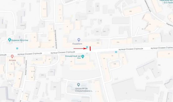 Схема рекламной плоскости по адресу Сечевых Стрельцов (Артема) ул. 32-38