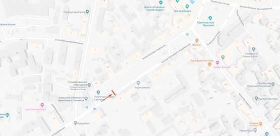 Схема рекламной плоскости по адресу Бульварно-Кудрявськая ул. 15 напротив