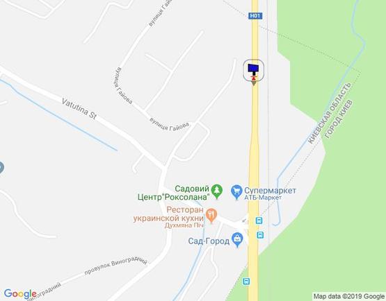 Схема рекламной плоскости по адресу Дніпровське шосе, траса Н-01 &quot;Київ-Знам'янка&quot;, км 20+450 право